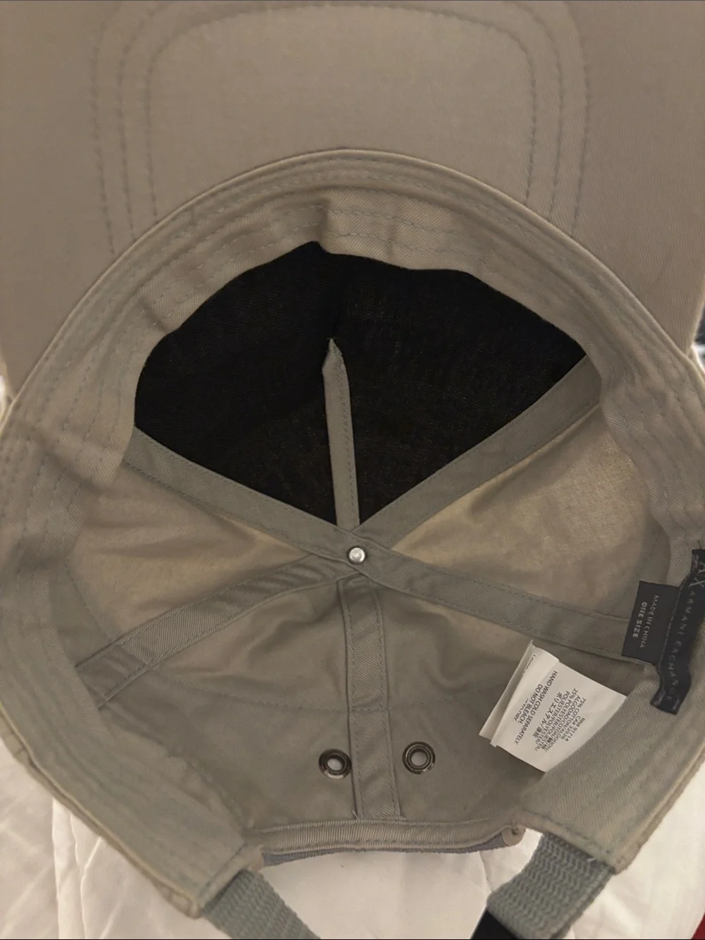 Armani Exchange Beige and Gray Logo Baseball Cap